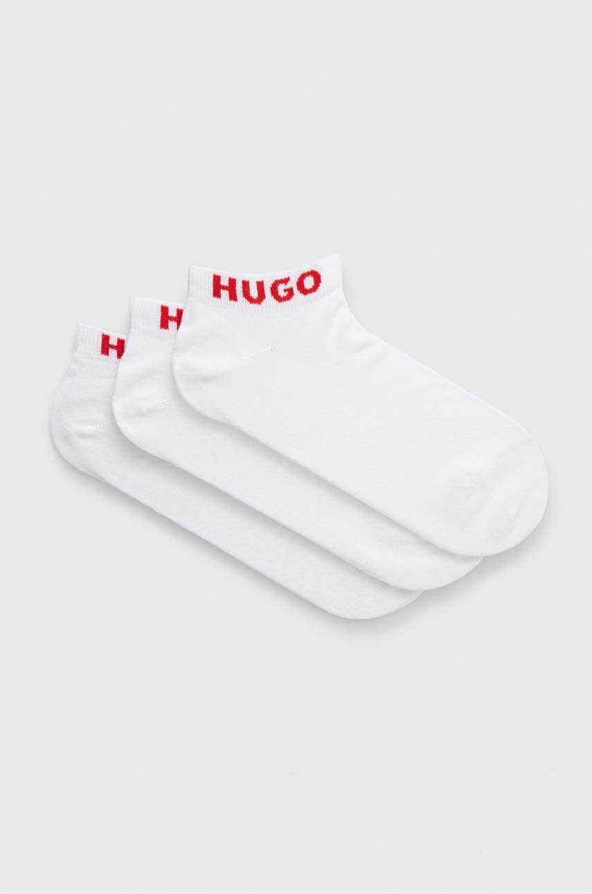 Levně Ponožky HUGO 3-pack pánské, bílá barva, 50516405