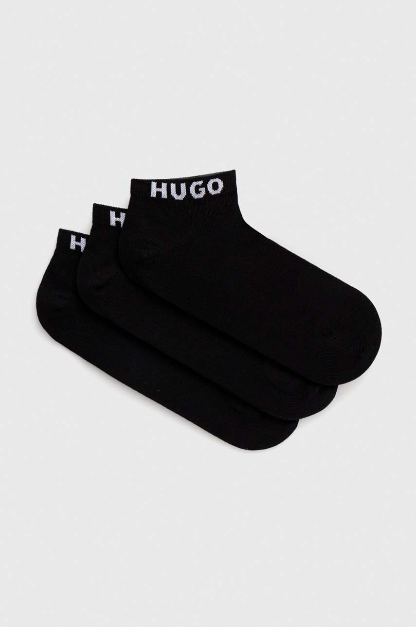 Levně Ponožky HUGO 3-pack pánské, černá barva, 50516405