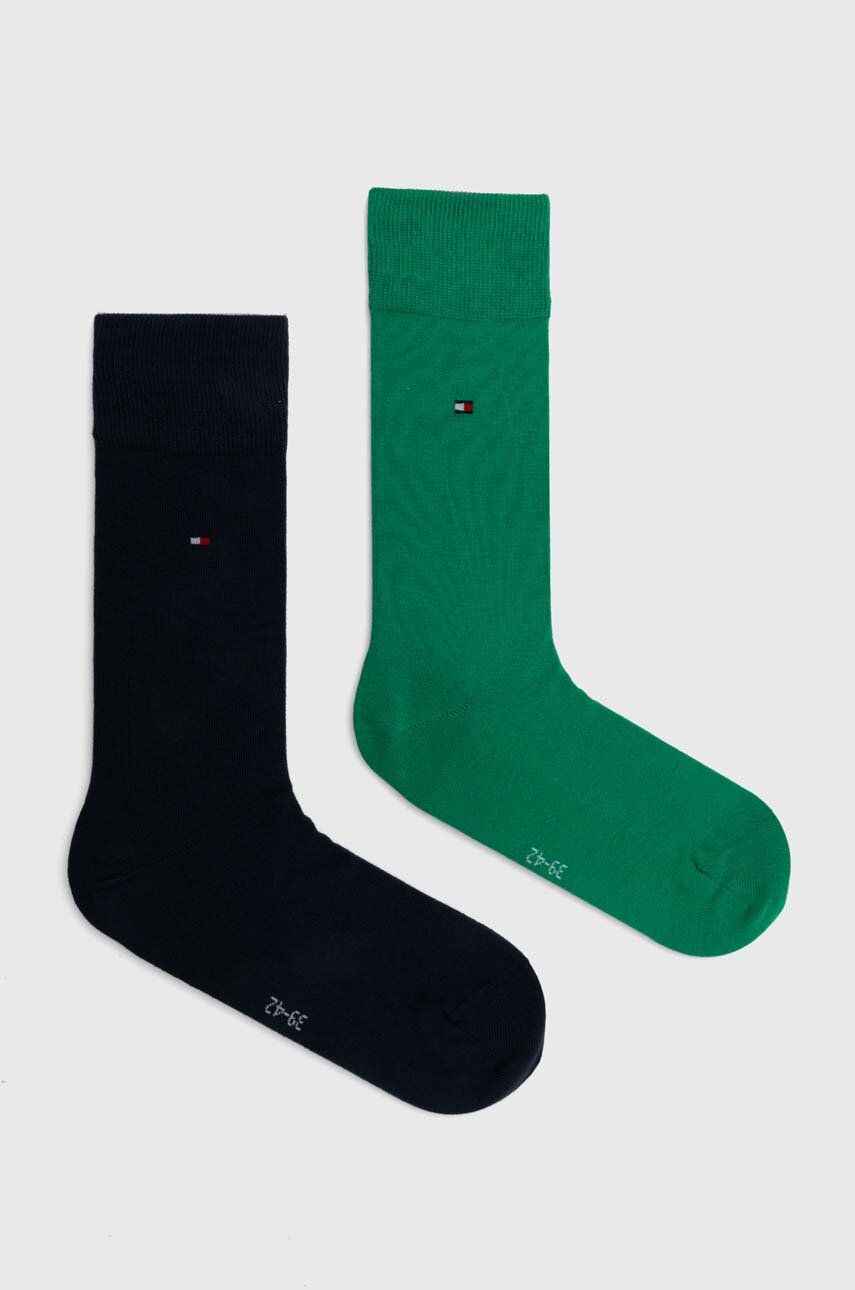 Levně Ponožky Tommy Hilfiger 2-pack pánské, zelená barva, 371111127