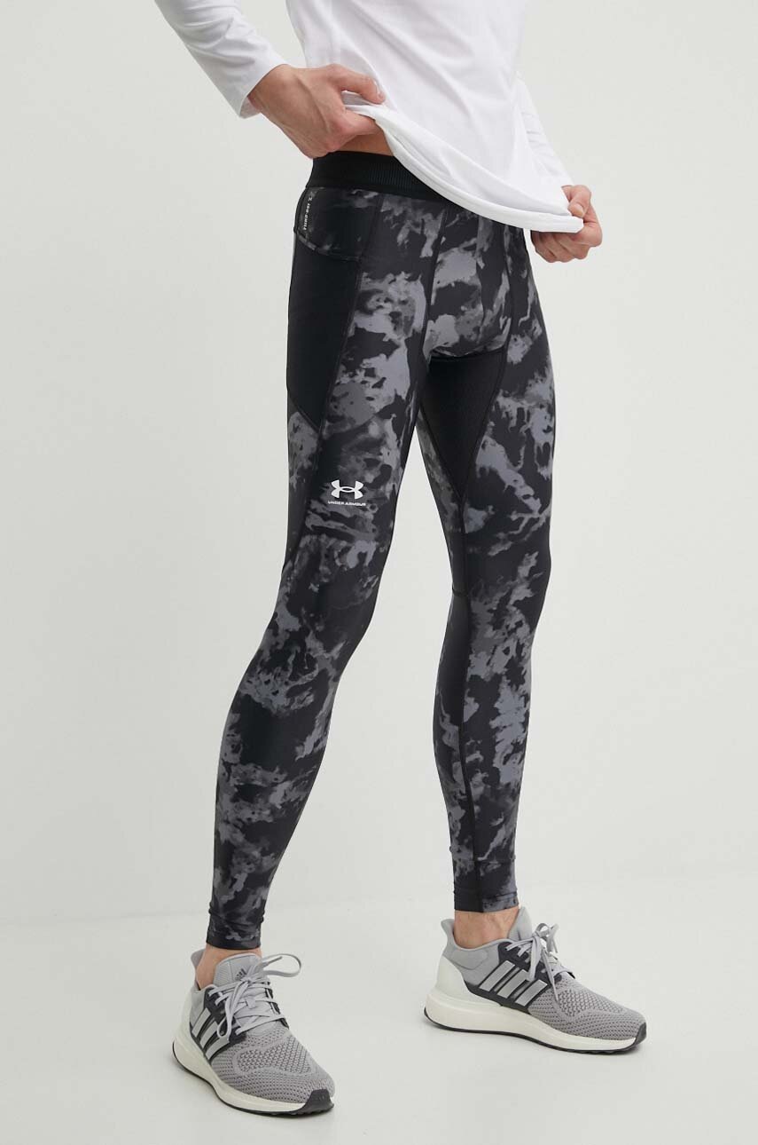 Under Armour leggins de antrenament HeatGear Iso-Chill Printed culoarea negru, modelator