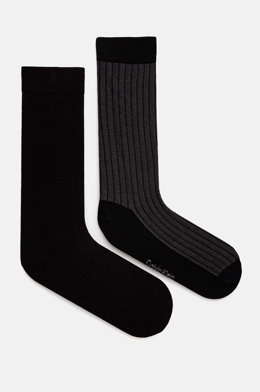 Levně Ponožky Calvin Klein 2-pack pánské, černá barva, 701229437