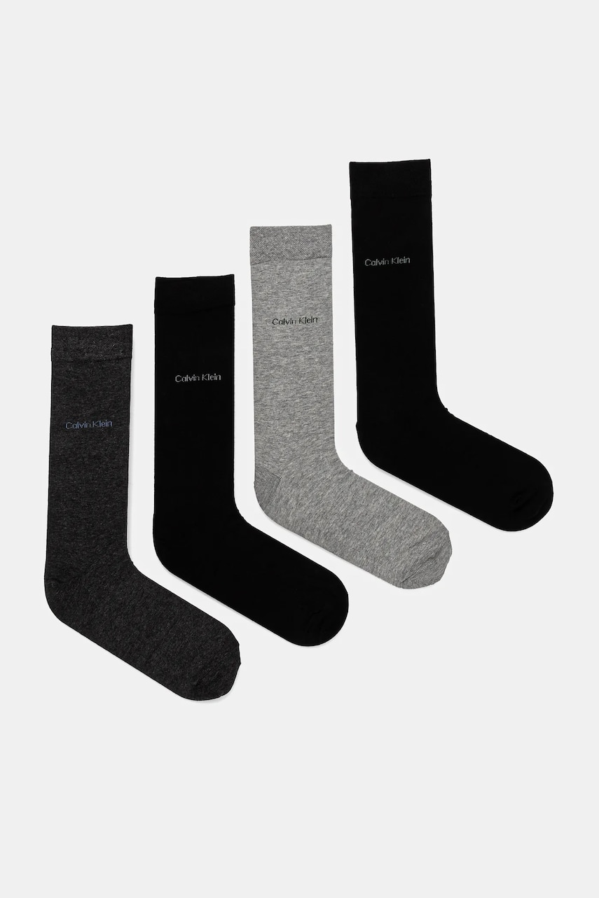 Levně Ponožky Calvin Klein 4-pack pánské, šedá barva, 701229429