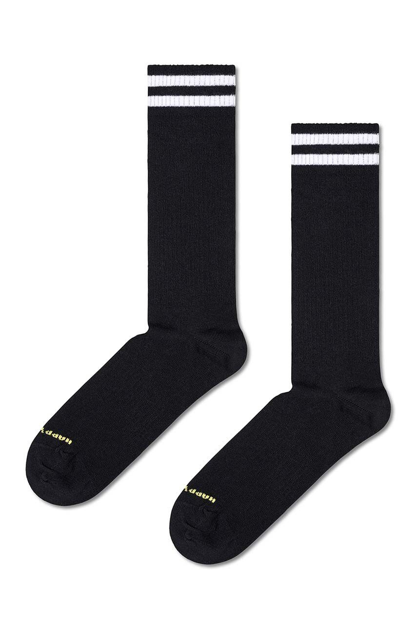 Happy Socks sosete Solid Sneaker Thin Crew Sock culoarea negru