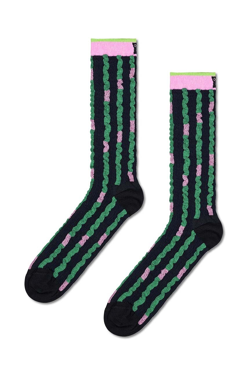 

Чорапи Happy Socks Ruffled Stripe в черно, Черен