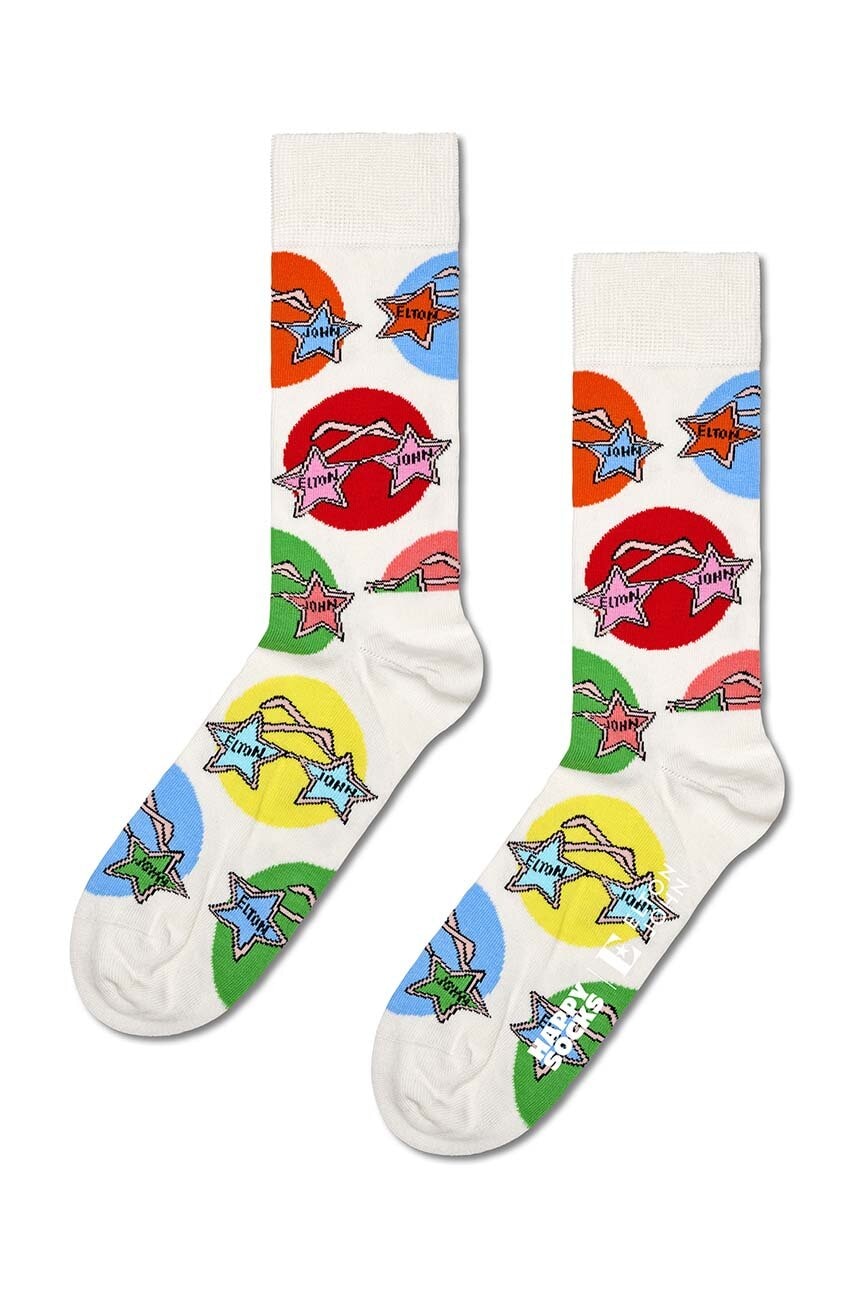 Happy Socks sosete x Elton John Glasses culoarea bej