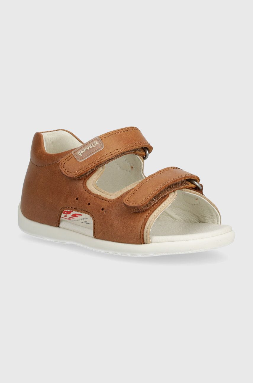 Garvalin sandale din piele pentru copii culoarea maro