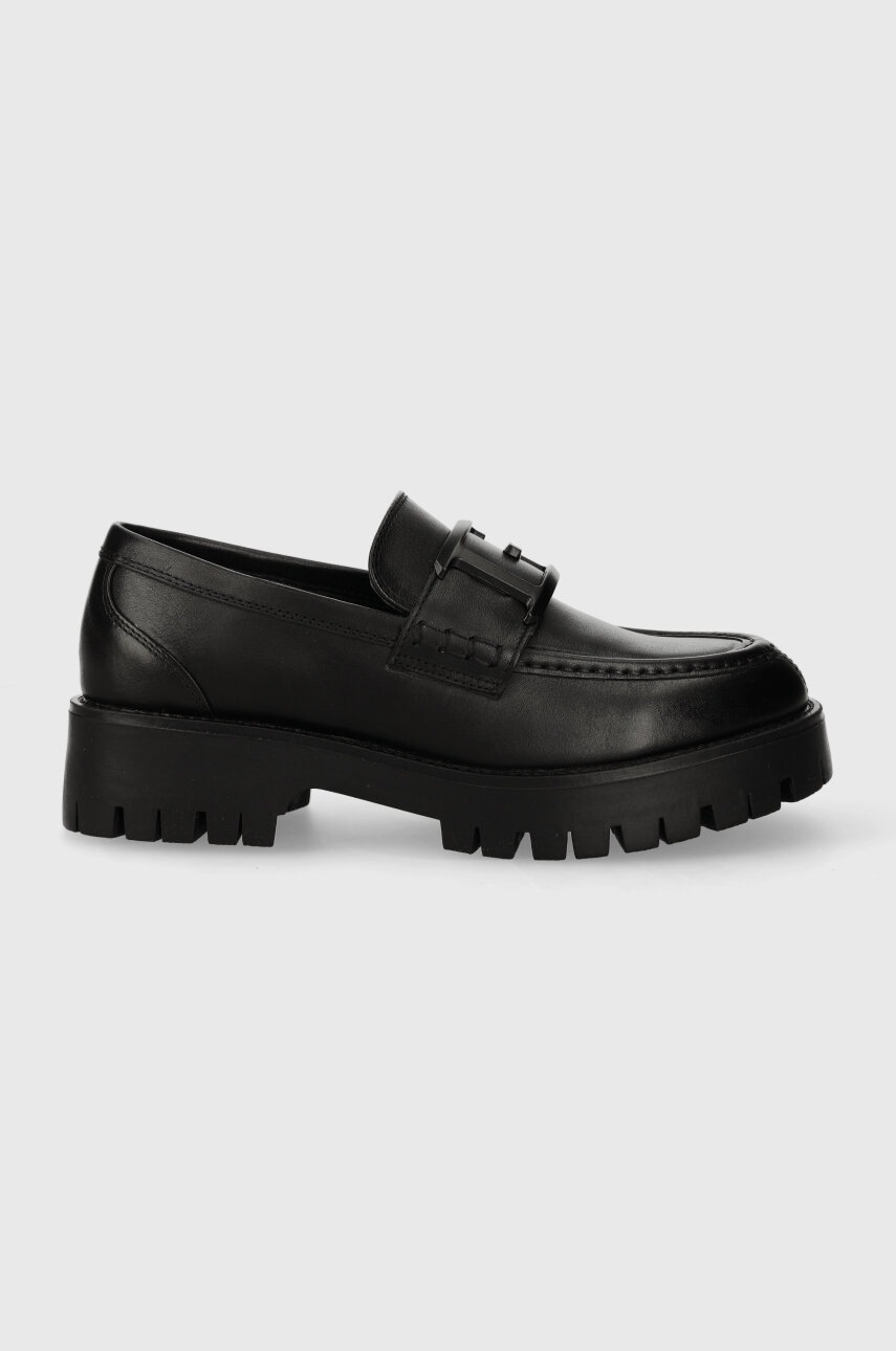 

Кожени мокасини Guess GORY в черно с платформа FLPMOL LEA14 FLJST2 PAT14, Черен