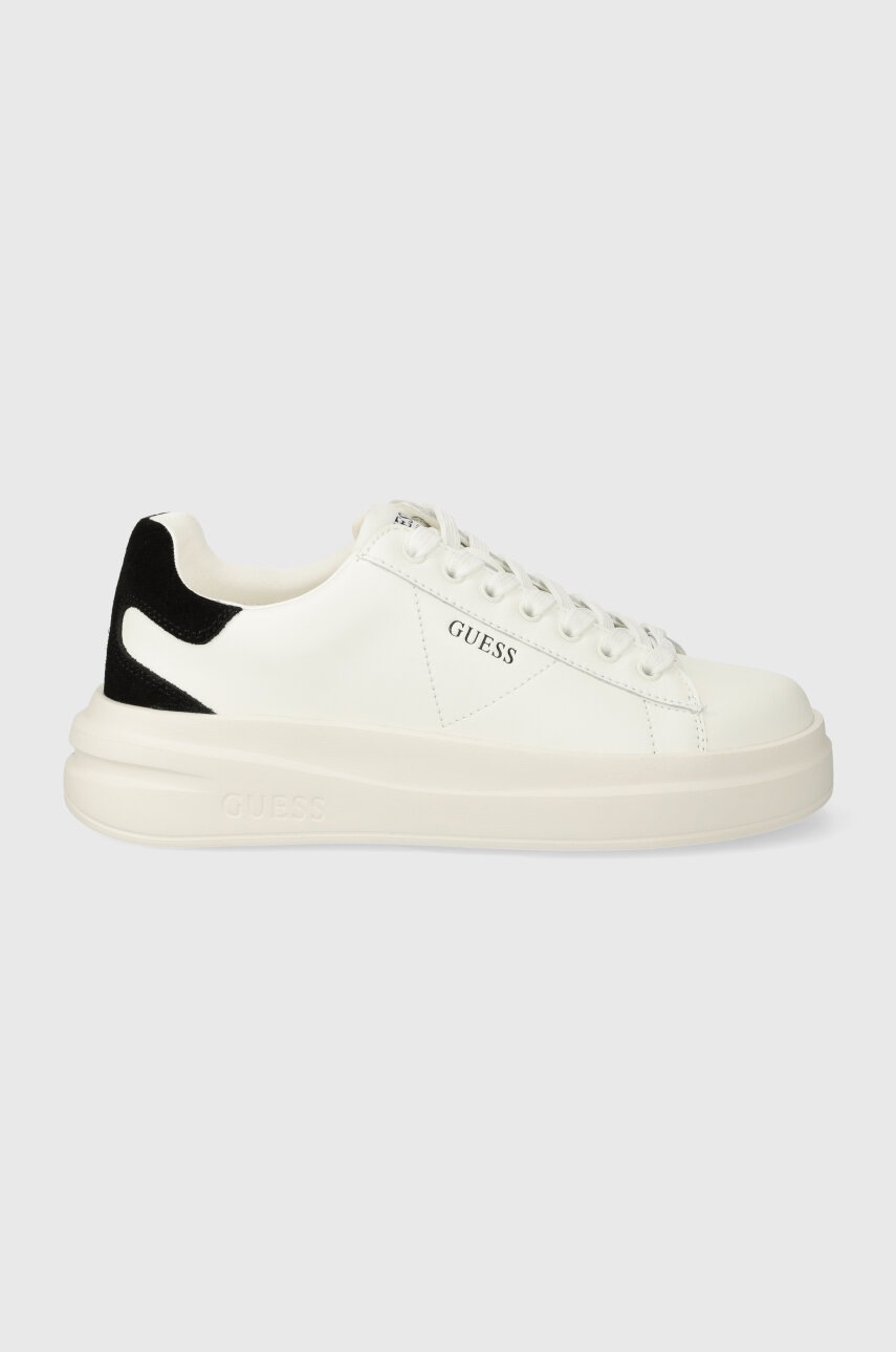 Levně Kožené sneakers boty Guess ELBINA bílá barva, FLPVIB SUE12