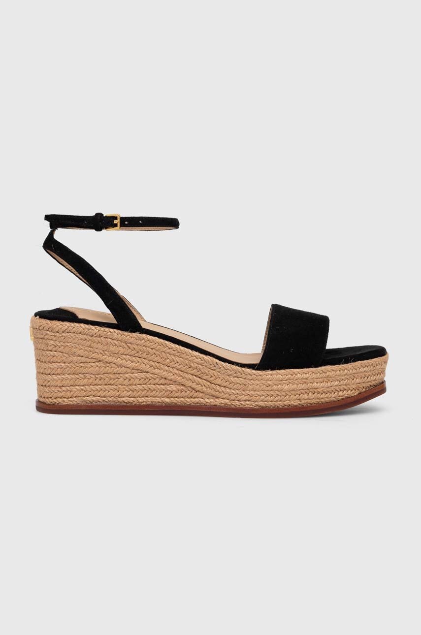 Levně Semišové sandály Lauren Ralph Lauren Leona černá barva, 8029200000000000