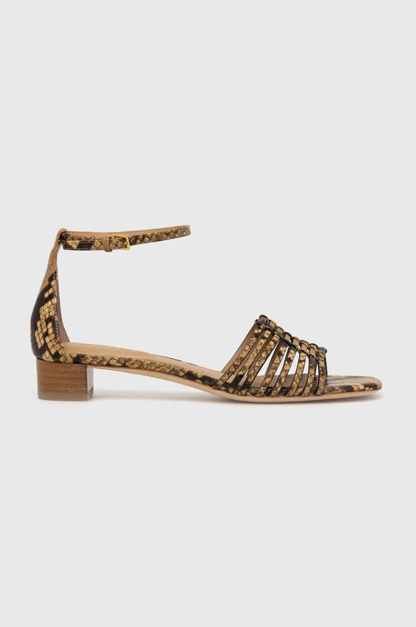 Levně Kožené sandály Lauren Ralph Lauren Fionna dámské, béžová barva, 80292500000000000