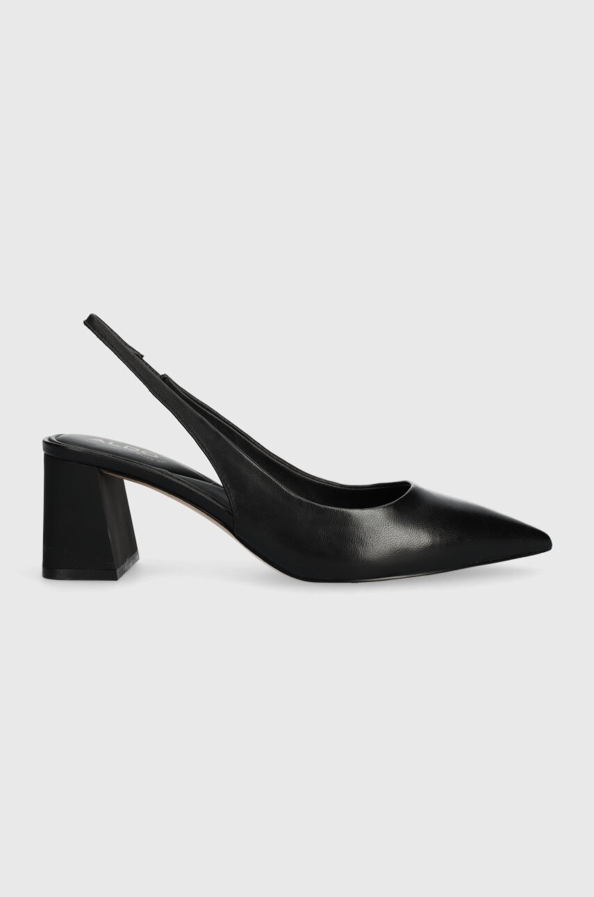 Aldo pantofi de piele ULIANA culoarea negru, cu toc drept, cu toc deschis