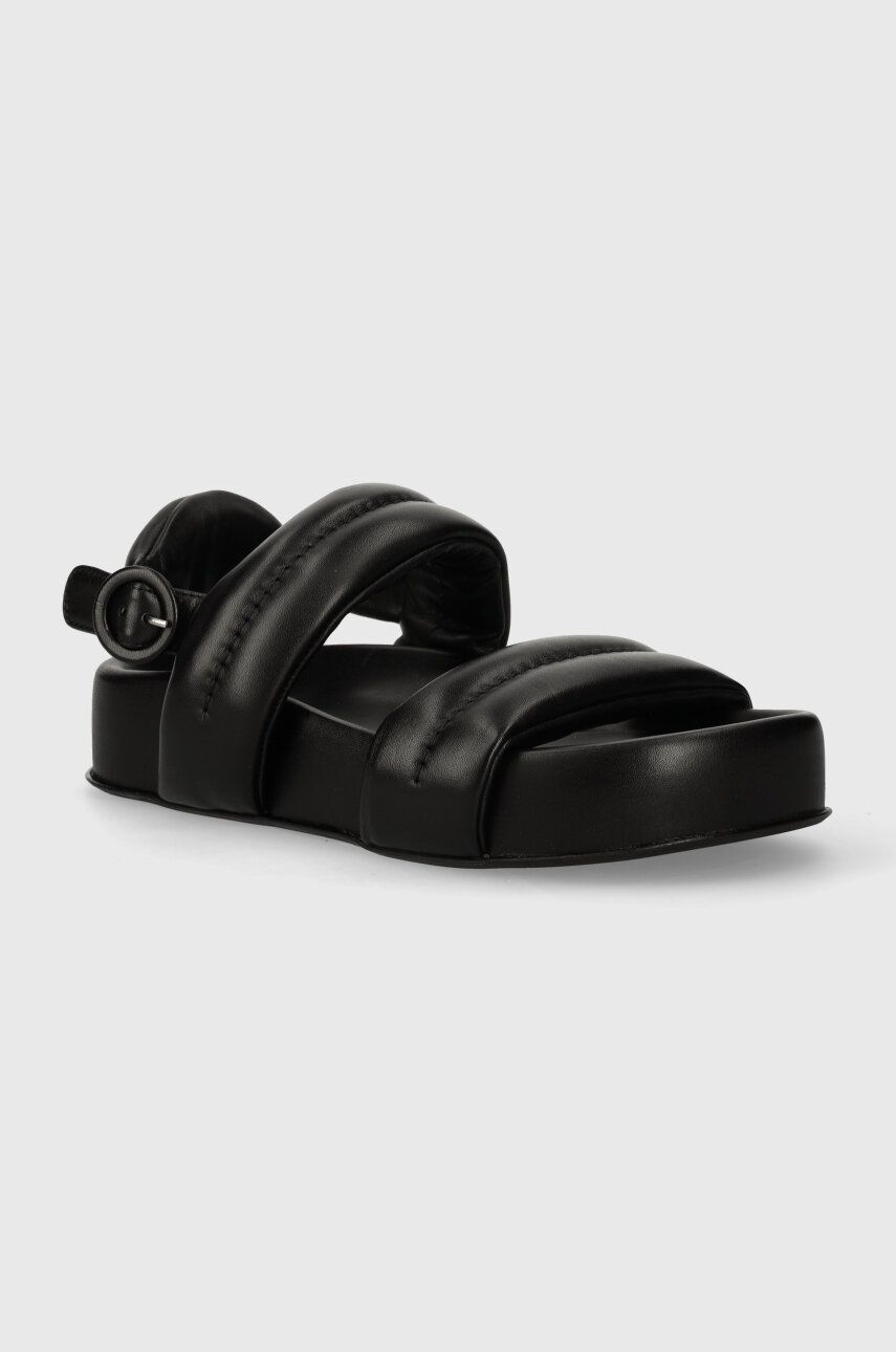 AGL sandale de piele JANE femei, culoarea negru, cu platforma, D685004PGSOFTY0000