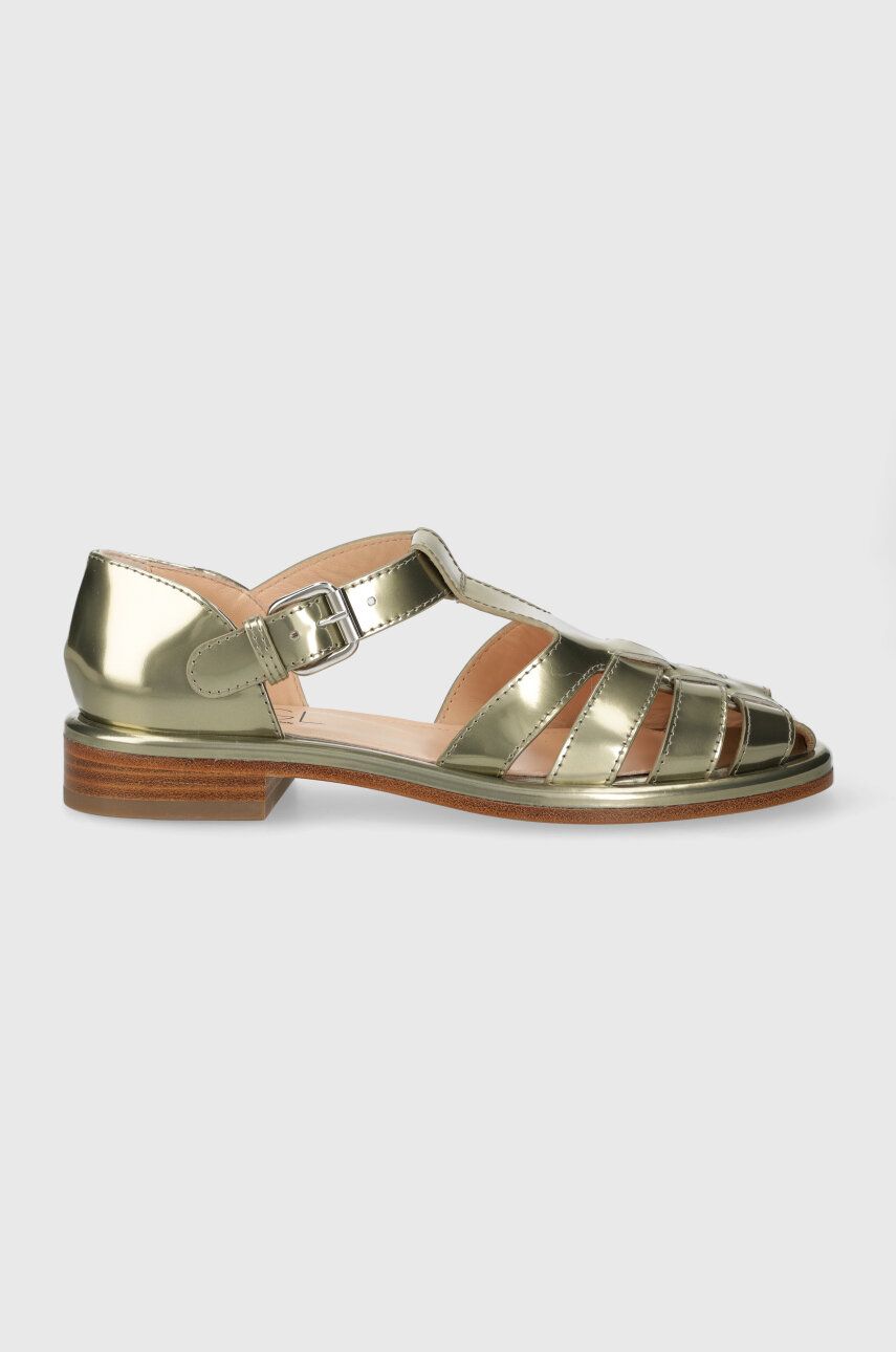 AGL sandale de piele ALISO femei, culoarea auriu, D763007PCPLATE0244