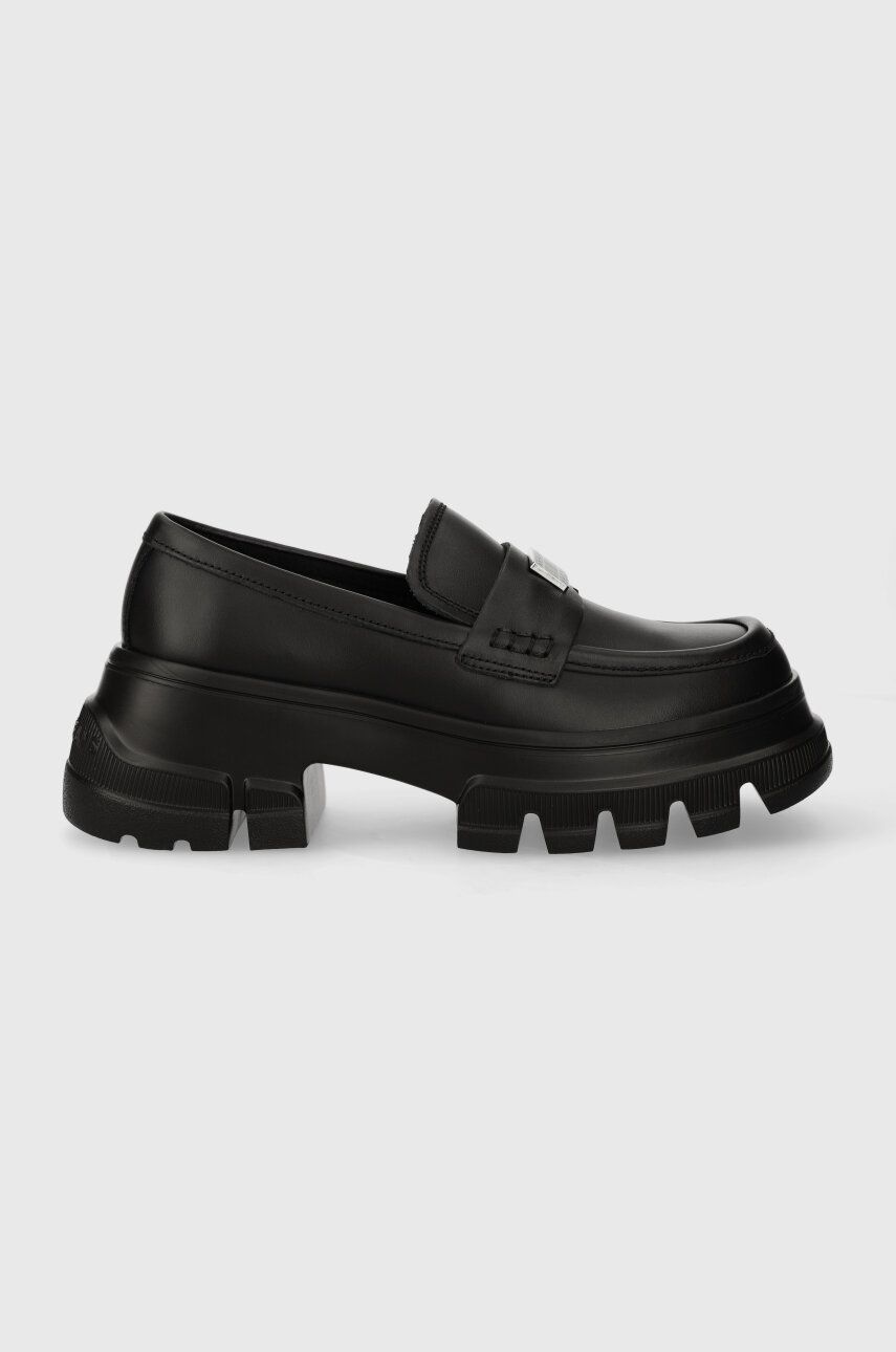 Tommy Jeans mocasini TJW CHUNKY LOAFER femei, culoarea negru, cu platforma, EN0EN02504