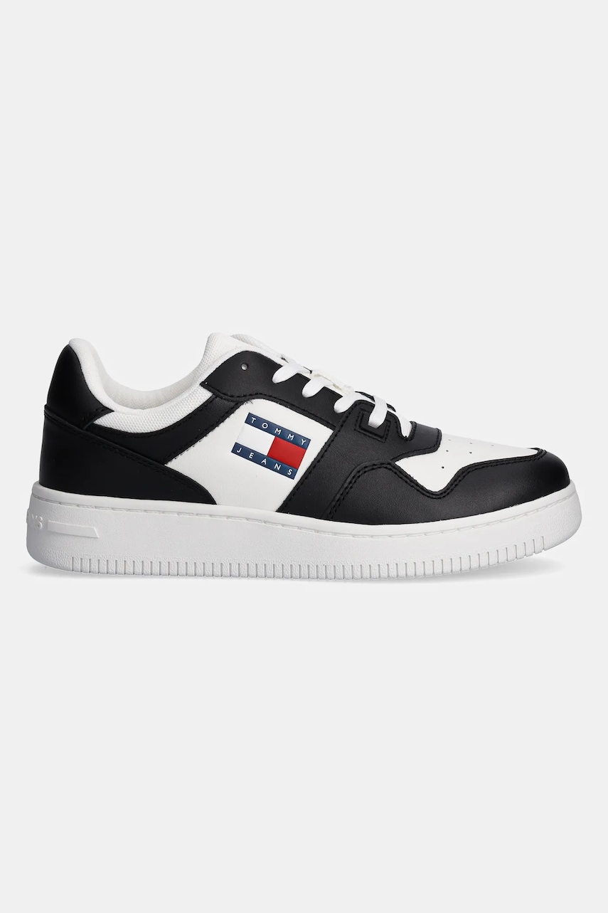 Кожаные кроссовки Tommy Jeans TJW RETRO BASKET ESS цвет чёрный EN0EN02505 Кожаные кроссовки Tommy Jeans TJW RETRO BASKET ESS цвет чёрный EN0EN02505