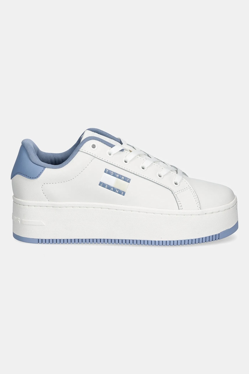 Кожаные кроссовки Tommy Jeans TJW FLATFORM ESS цвет белый EN0EN02518 Кожаные кроссовки Tommy Jeans TJW FLATFORM ESS цвет белый EN0EN02518