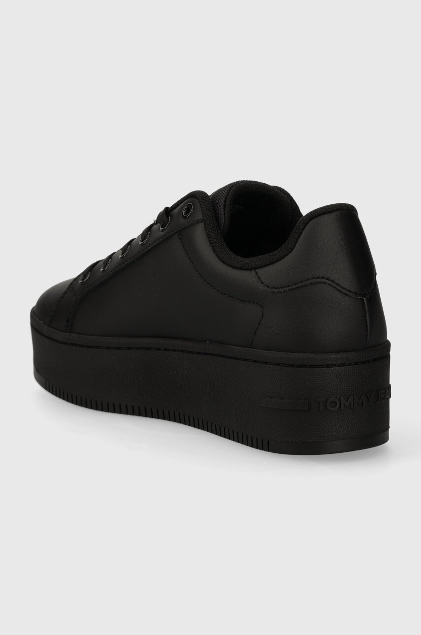 Шкіряні кросівки Tommy Jeans TJW FLATFORM ESS колір чорний EN0EN02518 