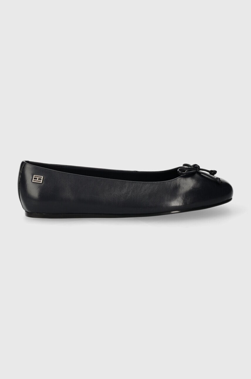 Levně Kožené baleríny Tommy Hilfiger ESSENTIAL LEATHER BALLERINA tmavomodrá barva, FW0FW07768