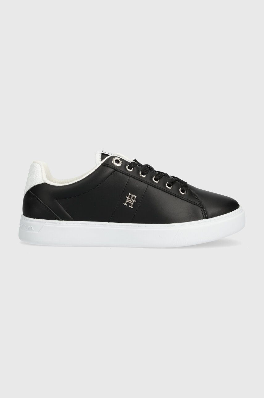 E-shop Kožené sneakers boty Tommy Hilfiger ESSENTIAL ELEVATED COURT SNEAKER černá barva, FW0FW07685