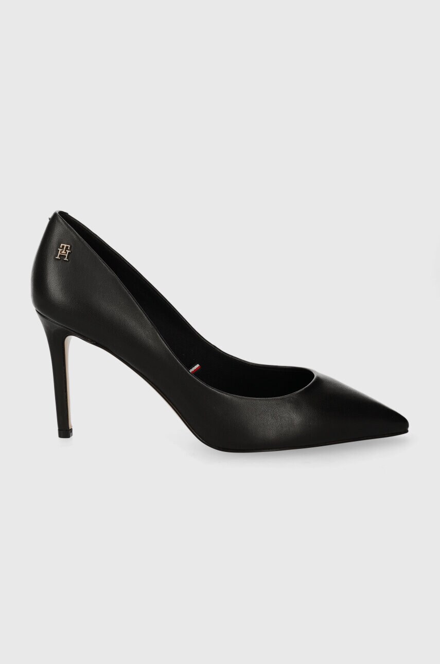 Levně Kožené lodičky Tommy Hilfiger ESSENTIAL POINTED PUMP černá barva, FW0FW07861