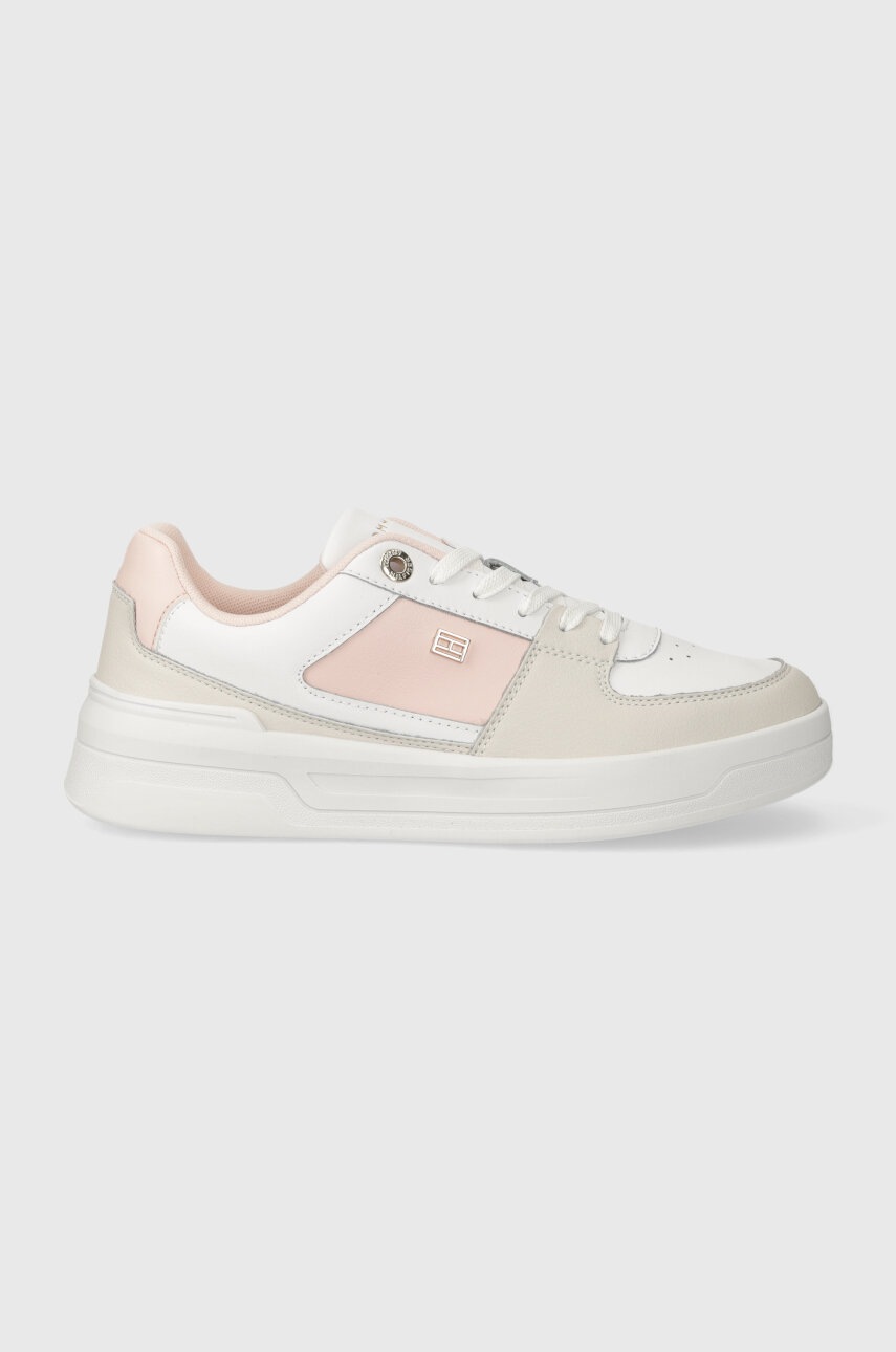 Levně Kožené sneakers boty Tommy Hilfiger ESSENTIAL BASKET SNEAKER růžová barva, FW0FW07684