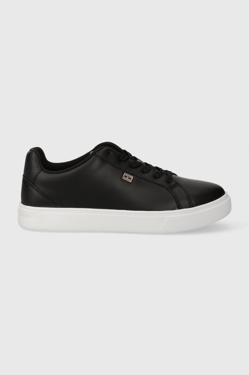 Levně Kožené sneakers boty Tommy Hilfiger ESSENTIAL COURT SNEAKER černá barva, FW0FW07686