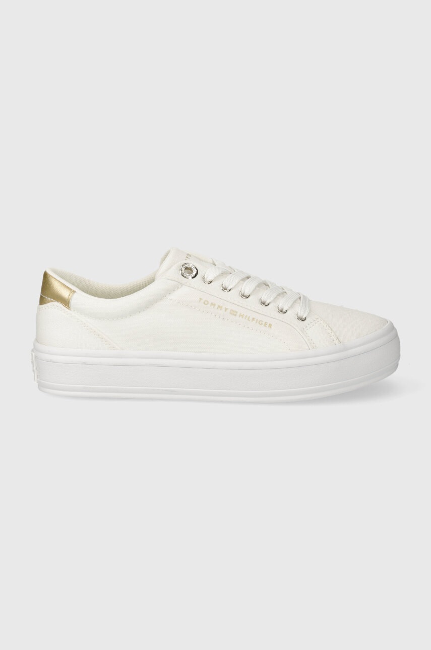 Levně Tenisky Tommy Hilfiger ESSENTIAL VULC CANVAS SNEAKER dámské, bílá barva, FW0FW07682