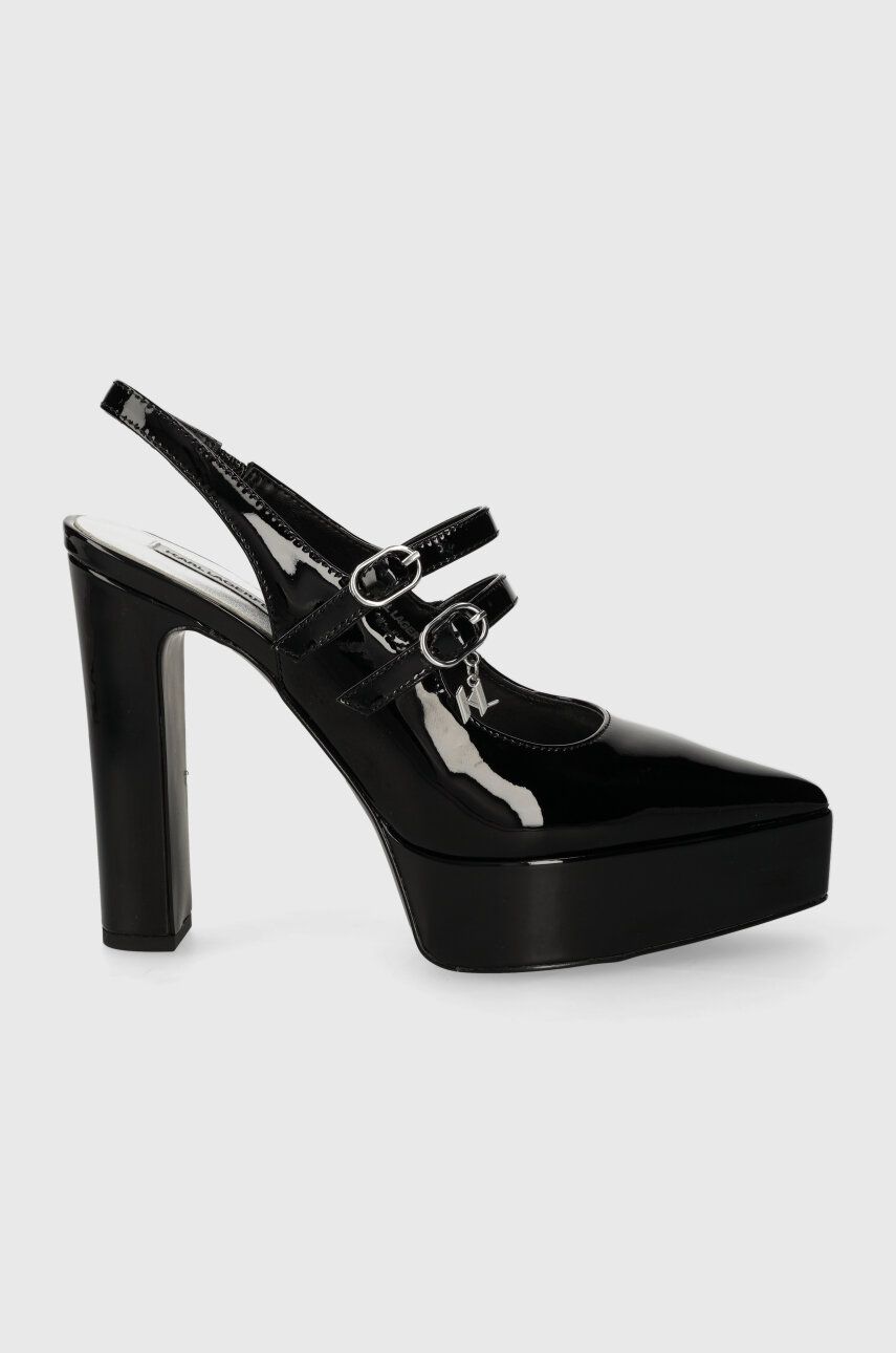 Karl Lagerfeld pantofi de piele SOIREE PLATFORM culoarea negru, cu toc drept, cu toc deschis, KL93114