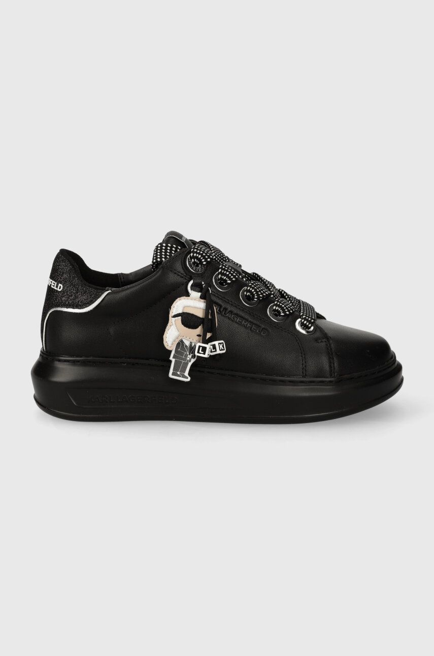 Levně Kožené sneakers boty Karl Lagerfeld KAPRI černá barva, KL62576N
