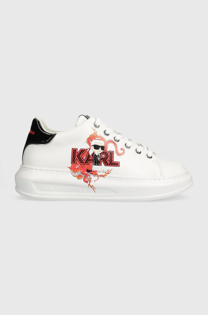 Levně Kožené sneakers boty Karl Lagerfeld KAPRI CNY bílá barva, KL96524F