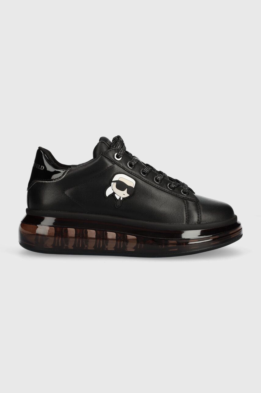 Levně Kožené sneakers boty Karl Lagerfeld KAPRI KUSHION černá barva, KL62630N