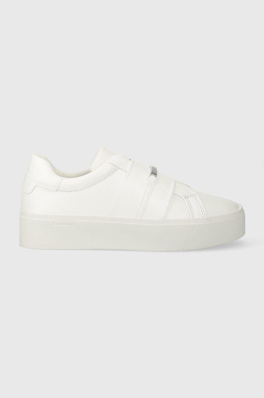 Levně Sneakers boty Calvin Klein FLATFORM CUPSOLE SLIP ON W/HW bílá barva, HW0HW01862