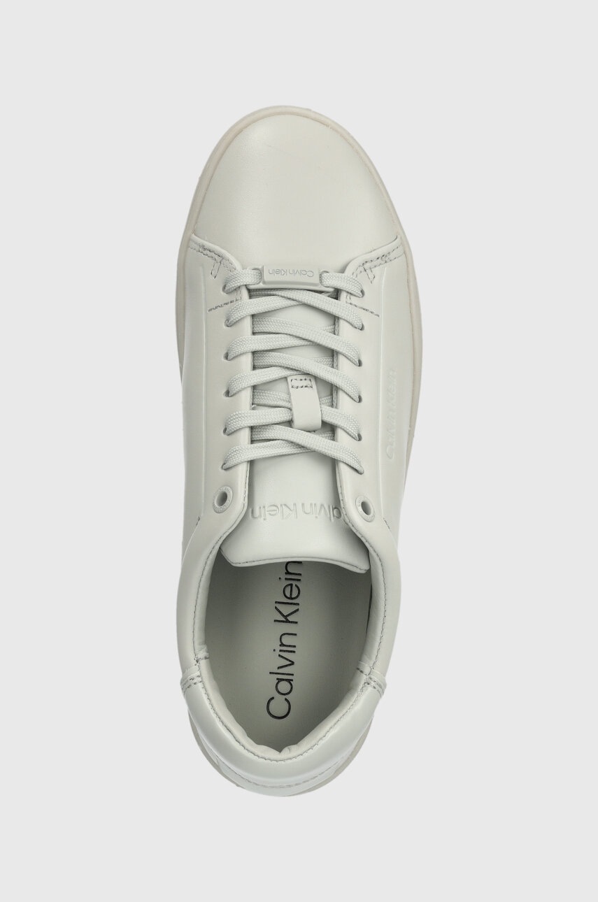 Δερμάτινα αθλητικά παπούτσια Calvin Klein CLEAN CUPSOLE LACE UP χρώμα: γκρι, HW0HW01863 φωτογραφία