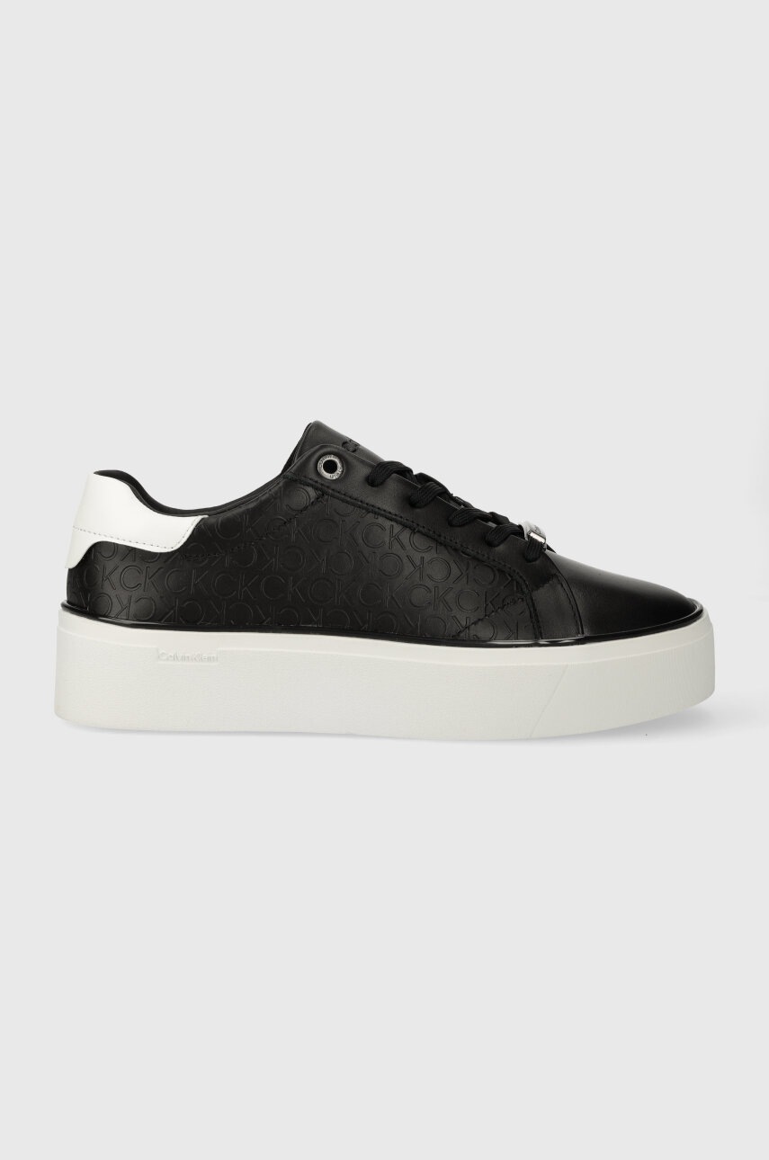 

Кожени маратонки Calvin Klein FLATFORM C LACE UP - MONO MIX в черно HW0HW01870, Черен