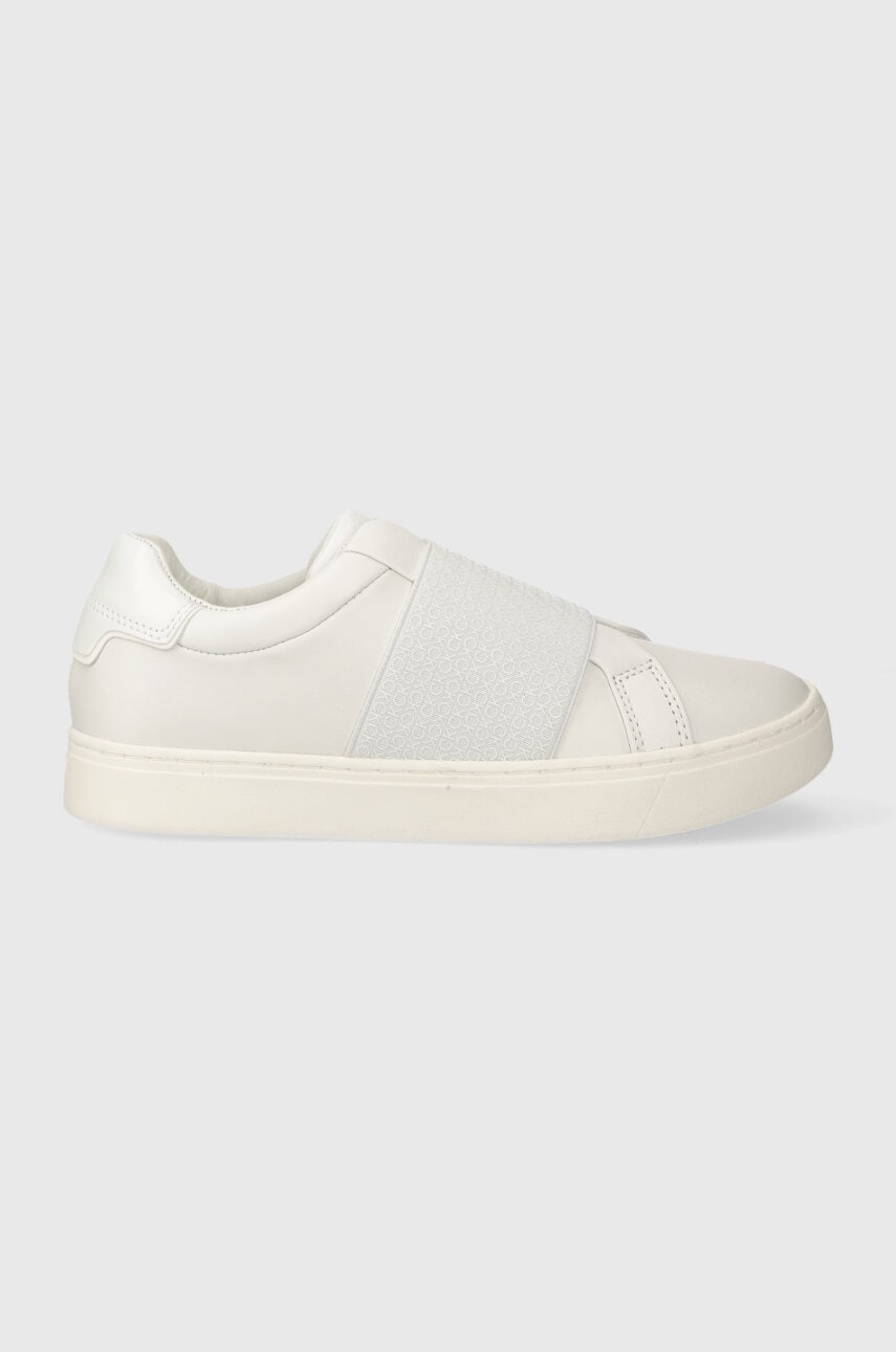 Levně Kožené sneakers boty Calvin Klein CLEAN CUPSOLE SLIP ON bílá barva, HW0HW02007