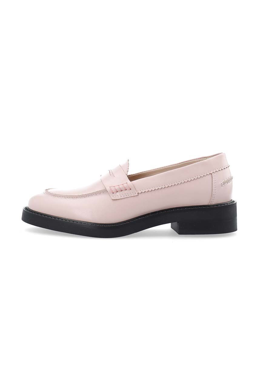 Bianco mocasini de piele BIAALMA femei, culoarea roz, cu toc plat, 11250989