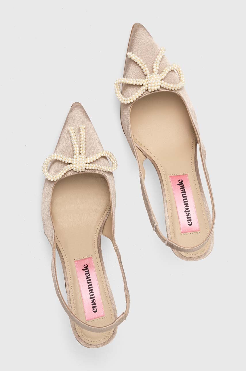 Γόβες Custommade Ayanna Satin Pearl χρώμα: καφέ, 000402096 φωτογραφία