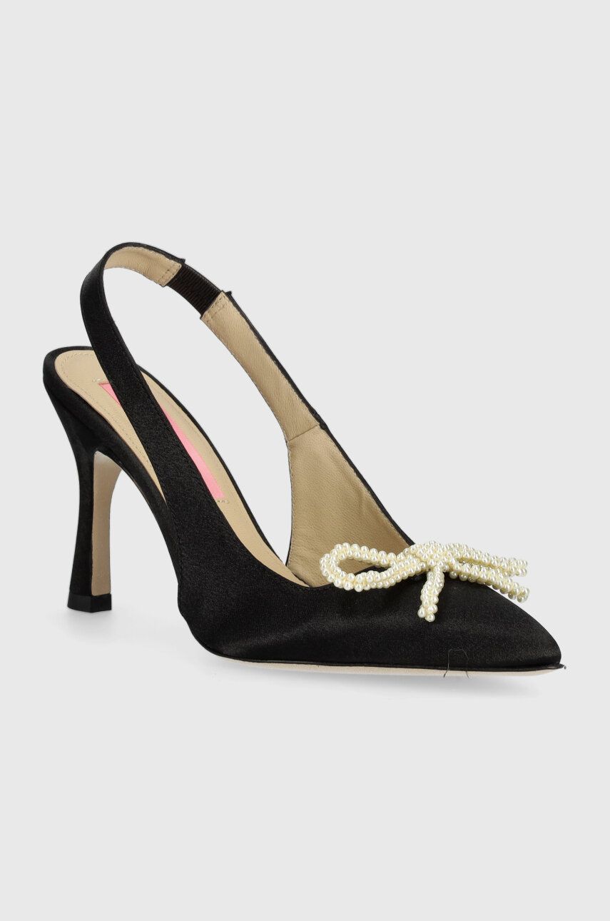 Custommade pantofi cu toc Ayanna Satin Pearl culoarea negru, 000402096