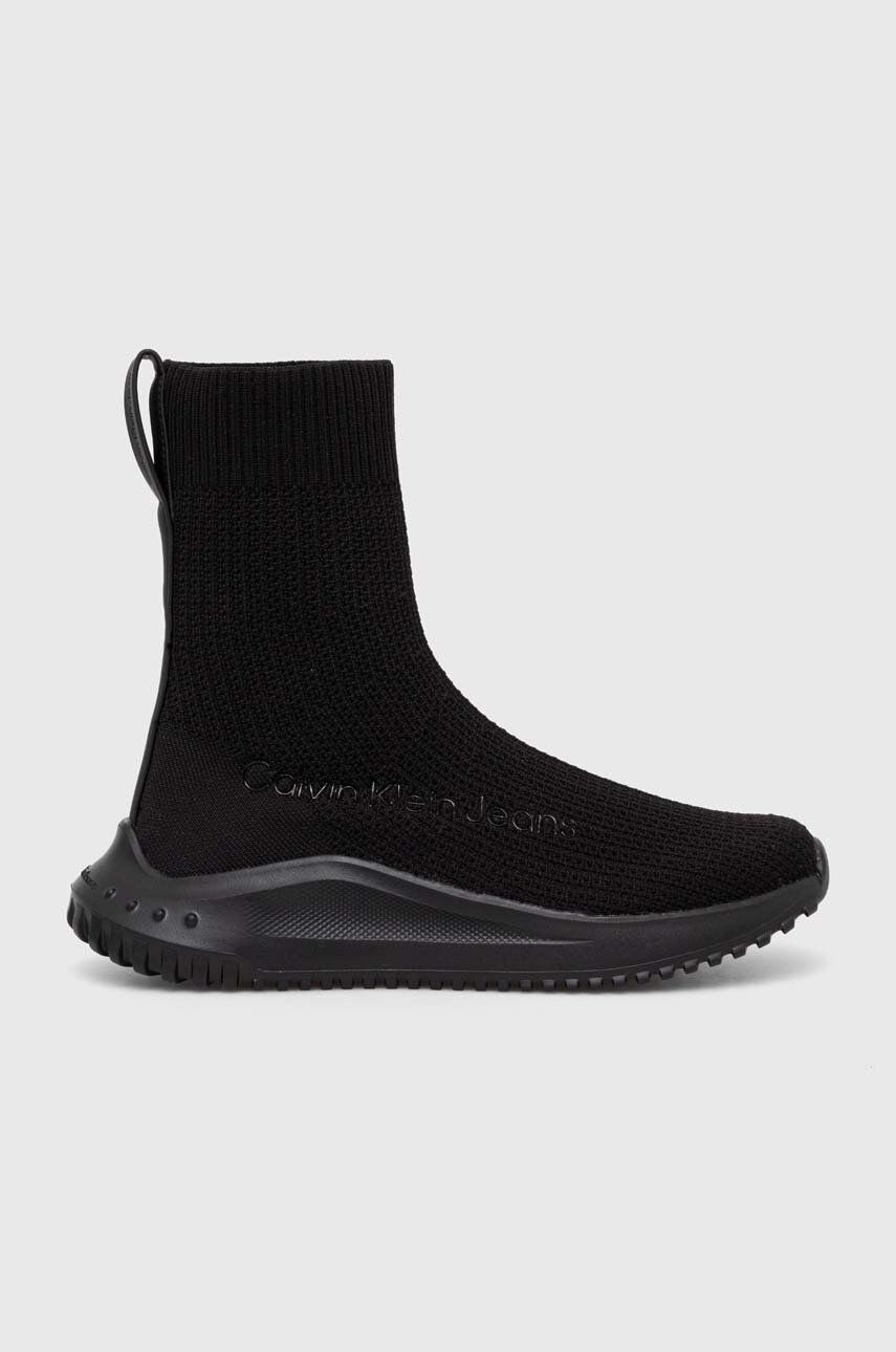 Levně Sneakers boty Calvin Klein Jeans EVA RUNNER HIGH SOCK IN LUM černá barva, YW0YW01314