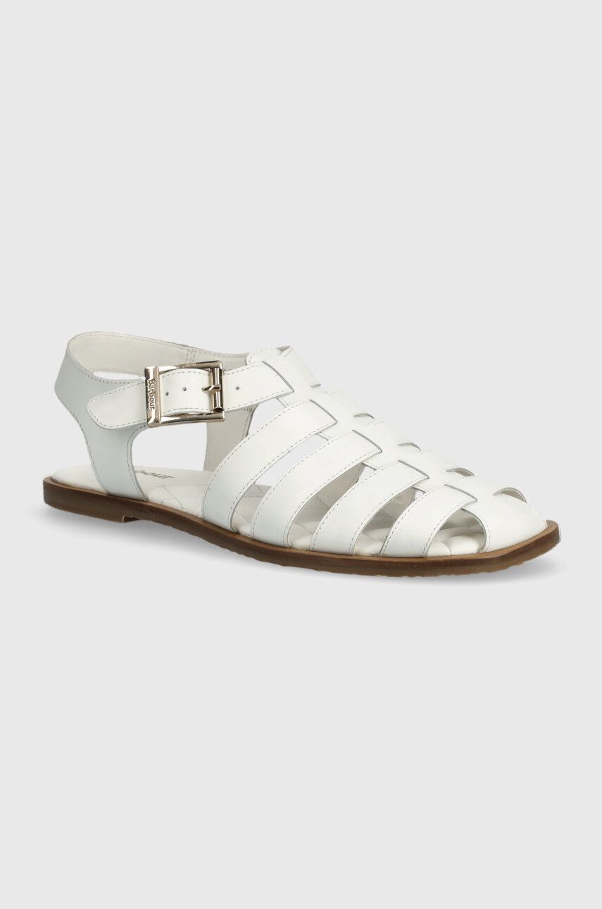 Barbour sandale de piele Macy femei, culoarea alb, LFO0683WH12