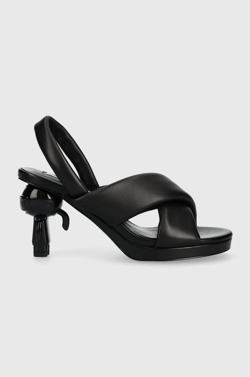 Levně Kožené sandály Karl Lagerfeld IKON HEEL černá barva, KL39024