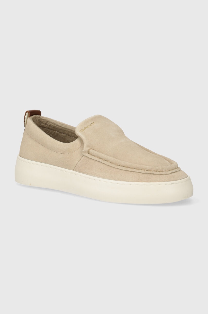 Gant mocasini din piele intoarsa Lawill femei, culoarea bej, cu toc plat, 28573565.G24