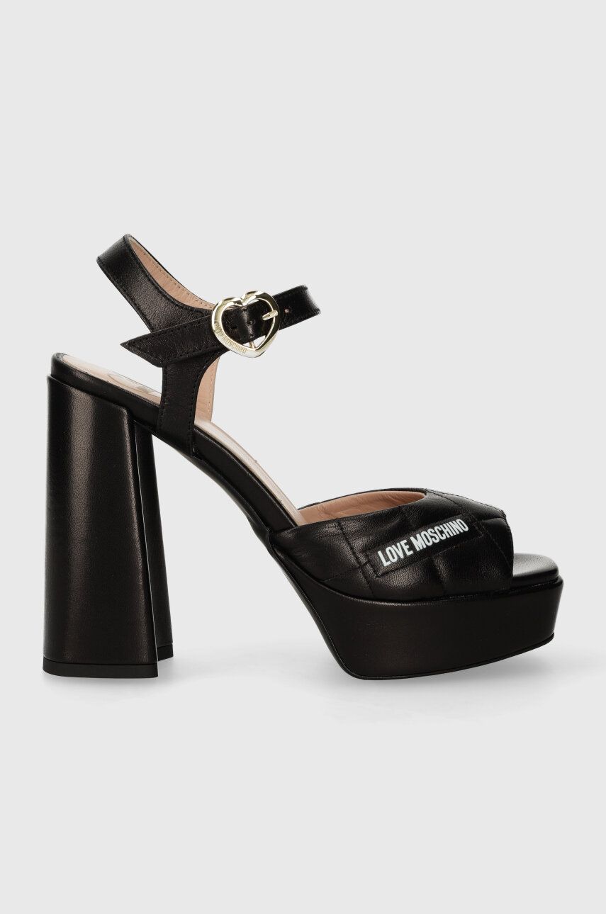 Levně Kožené sandály Love Moschino černá barva, JA1607CG1IIE0000