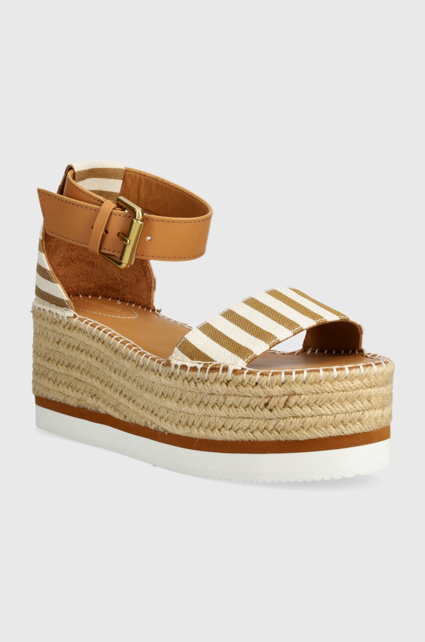 Σανδάλια See by Chloé Glyn χρώμα: καφέ, SB32201E φωτογραφία