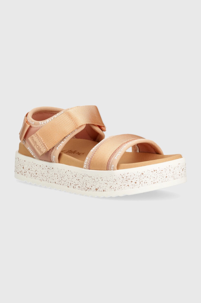 See by Chloé sandale Pipper femei, culoarea roz, cu platforma, SB42000B See by Chloé sandale Pipper femei, culoarea roz, cu platforma, SB42000B