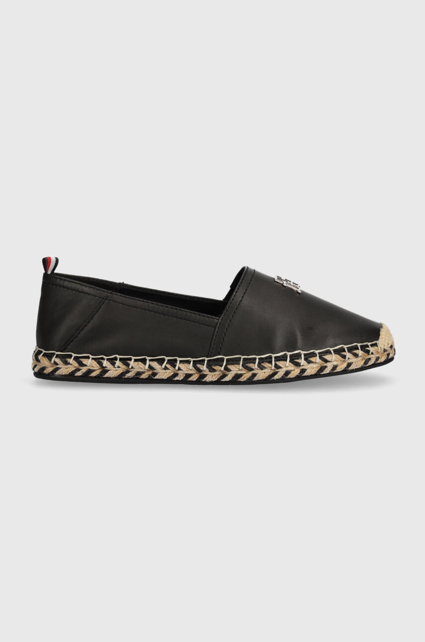 

Кожени еспадрили Tommy Hilfiger TH LEATHER FLAT ESPADRILLE в черно FW0FW07720, Черен
