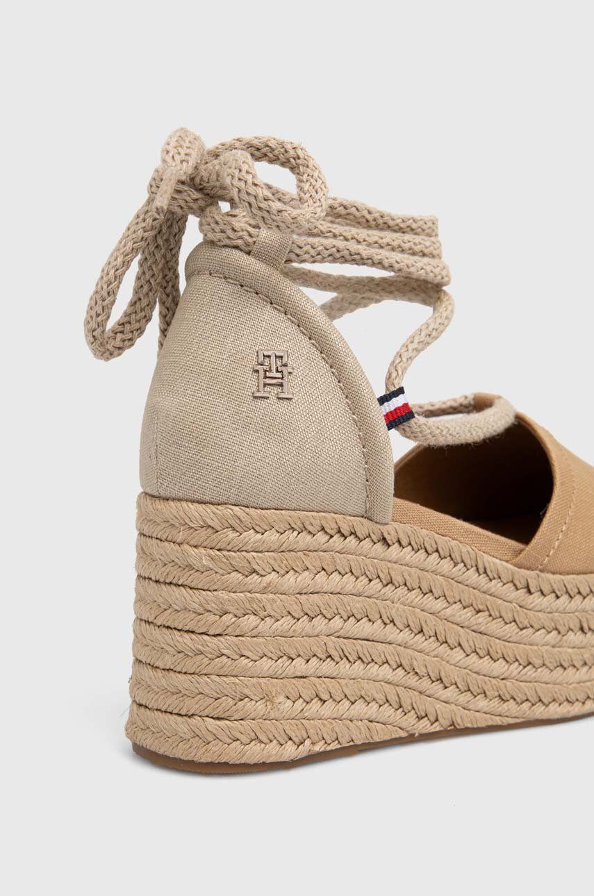 Espadrile Tommy Hilfiger CLOSED TOE LINEN FLATFORM ženske, Bež Barva, FW0FW07746