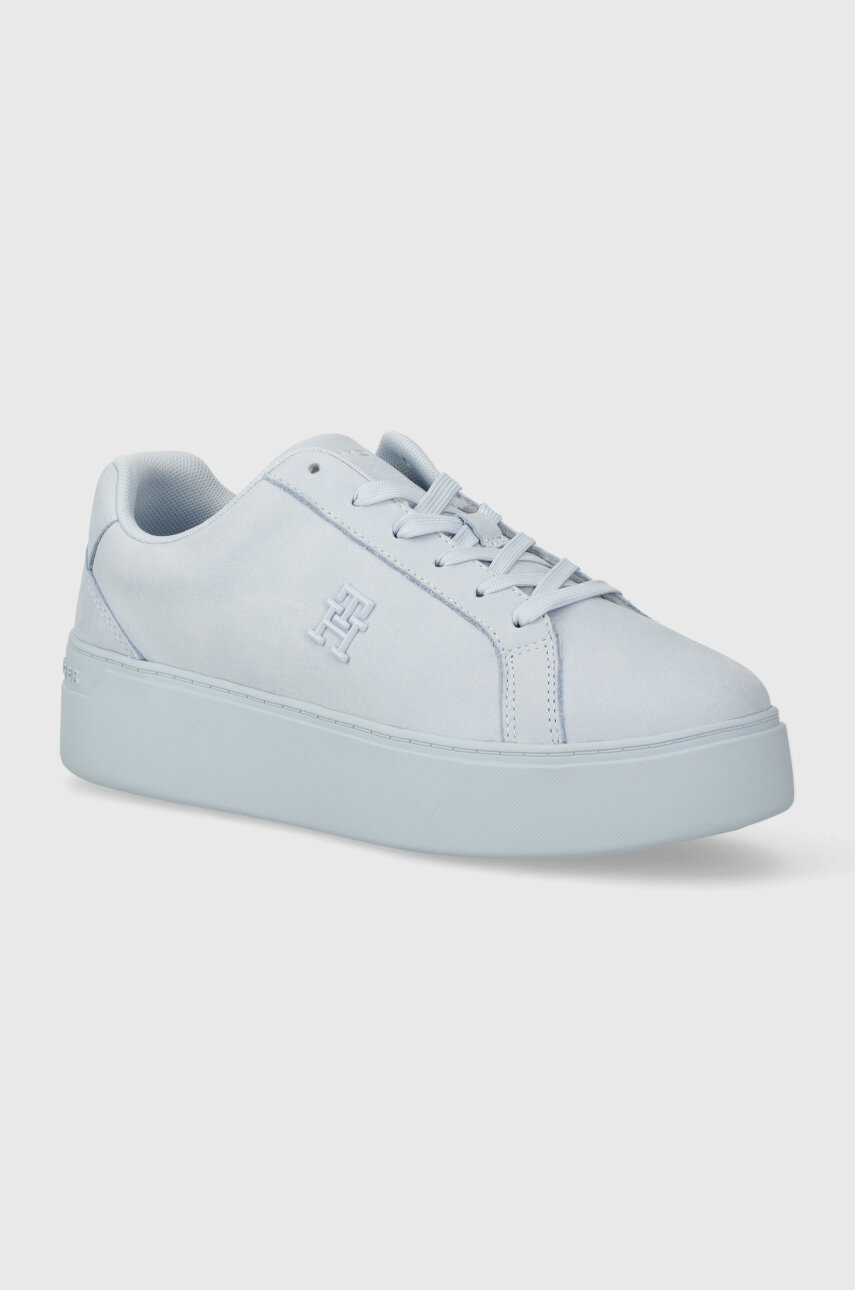 Levně Kožené sneakers boty Tommy Hilfiger PLATFORM COURT SNEAKER NUBUCK FW0FW07912