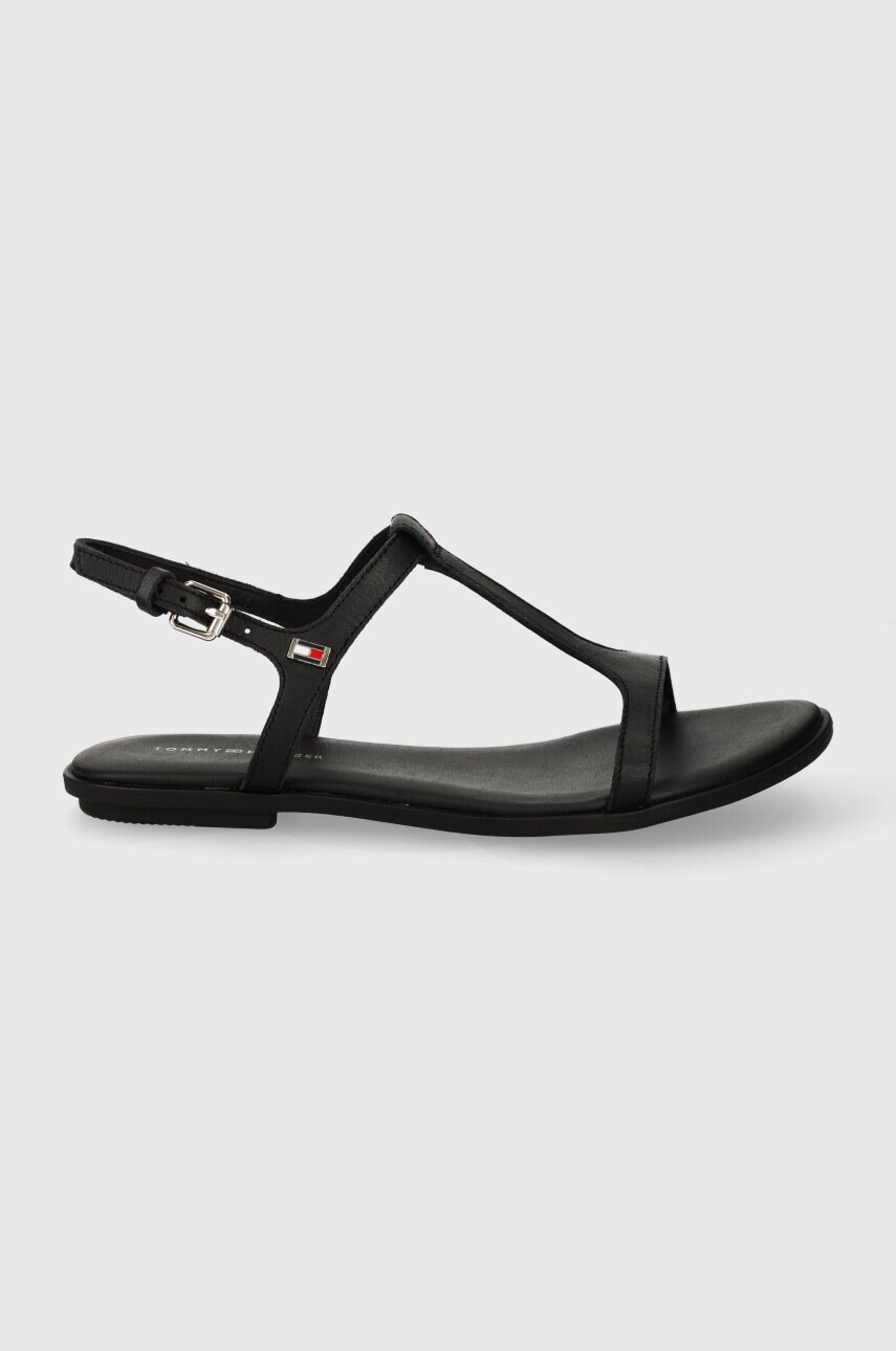 

Кожени сандали Tommy Hilfiger TH FLAT SANDAL в черно FW0FW07930, Черен