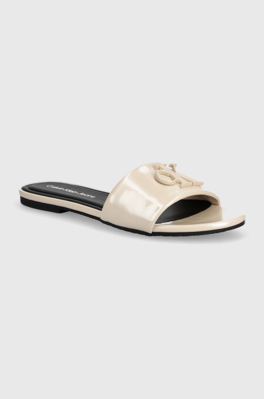 

Чехли Calvin Klein Jeans FLAT SANDAL SLIDE MG MET в бежово YW0YW01348, Бежов